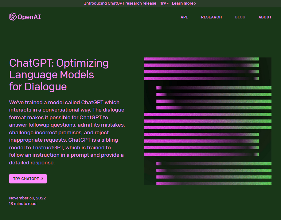 Die Startseite der Website von ChatGPT