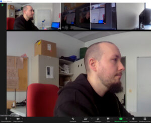 Zoom-Meeting mit 360° Panorama der Konferenzeule